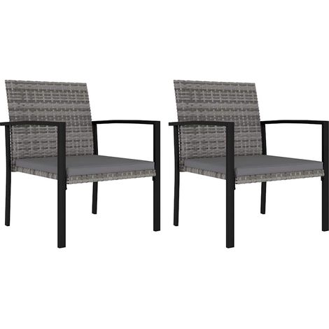vidaXL Sedie da Pranzo per Giardino 2 pz in Polyrattan Grigio (1/4)