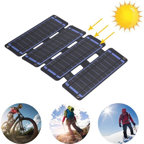 14-W-Falt-Solarladegerät mit vier ETFE-Panels, 5 V, 0–2,5 A, zwei USB-Ausgänge, Blau (1/5)