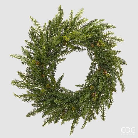 EDG Enzo De Gasperi Corona di Pino con Pigne Green Ø65 cm – Decorazione Artificiale di Natale (1/4)