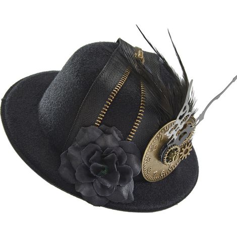 Steampunk-Retro-Hut mit Reißverschluss, gotischer Federuhr-Hut, Halloween-Haarspange, Haaraccessoire (1/5)