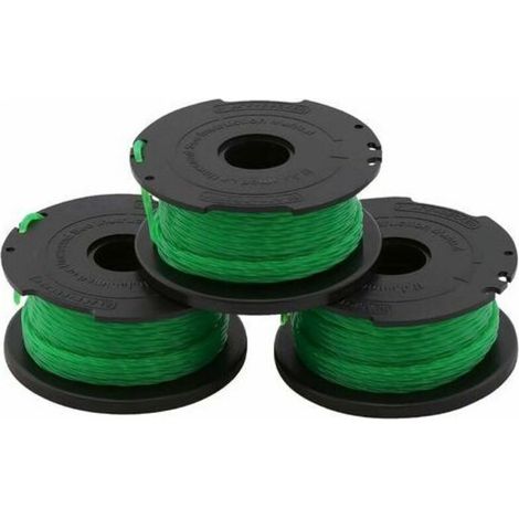 Black+Decker Lot De 3 Bobines De Rechange Pour Coupe-Bordures, Bobine Reflex Plus A Déroulement Automatique, 3 X 6 M De Fil En Nylon Vert Et Résistant, Fil De ⌀2 Mm, A6486-Xj (1/5)