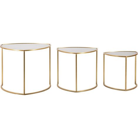 Dmora - Tavolino da salotto Adrian, Tavolo basso da caffè, Portariviste per divano, Ripiano da soggiorno, 60x60 h50 cm, Oro (1/5)