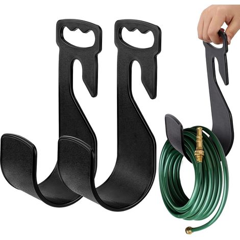 Confezione da 2 porta tubo da giardino con maniglie - Porta tubo da giardino resistente per cortile esterno, montaggio rapido sul rubinetto, facile da trasportare e riporre (2 neri) (1/4)