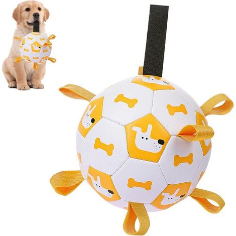 Balón de fútbol para perros, Balón con ruedas, Juguete interactivo para tirar y aflojar, Resistente para perros pequeños, Blanco, 1 unidad (1/5)