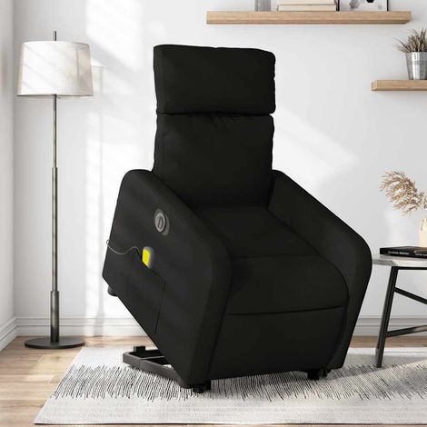 Elektrischer Massagesessel mit Aufstehhilfe Schwarz Stoff (1/5)