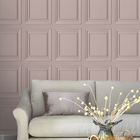 Papier peint intissé Laura Ashley Redbrook Wood Panel Blush 1005 x 52cm Rose (1/5)
