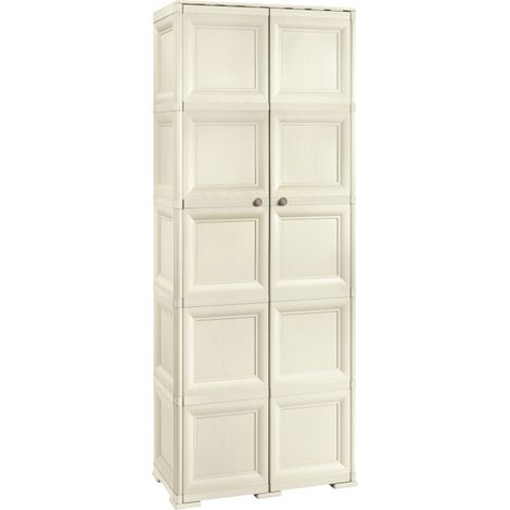 Armadio doppia anta portascope 5 ripiani cm 79x43x203 in resina colore angora - omnimodus (1/5)