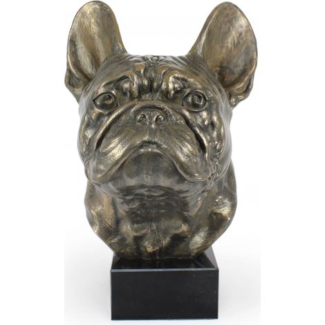 Bulldog francés - busto de perro, estatuilla grande, cabeza de perro sobre una base de piedra, decoración de oficina de Art-Dog (1/5)