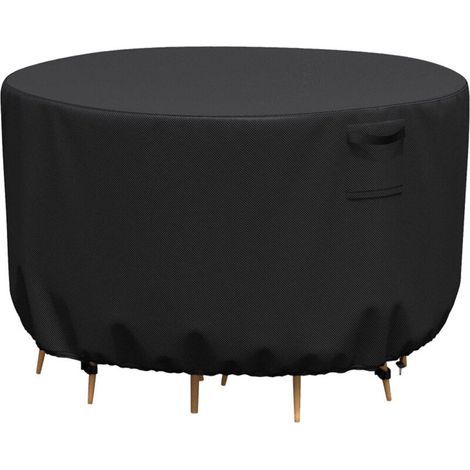 Lntyq Housse Table de Jardin Ronde Bache Salon Jardin Exterieur Imperméable Anti-UV Oxford Robuste Bache Table et Chaise de Jardin Ø227X100CM (1/4)