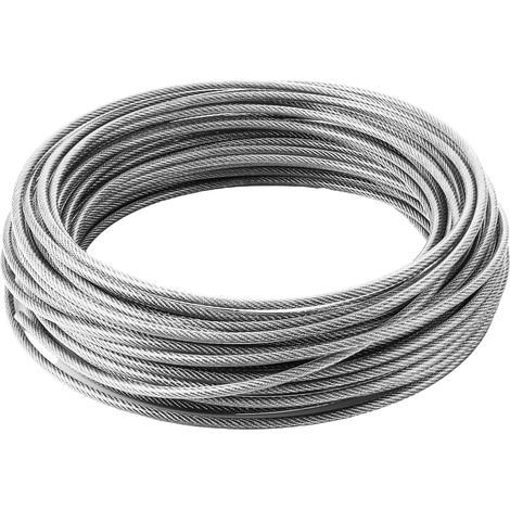 30 m PVC Coated Stainless Steel Cable 30 m, Diameter 5 mm Heavy Duty Iron Wire 7x7, Anti-Rust Metal Cable for Guardrails, Drying Racks, Climbing Plants and Outdoor Hanging (1/5)
