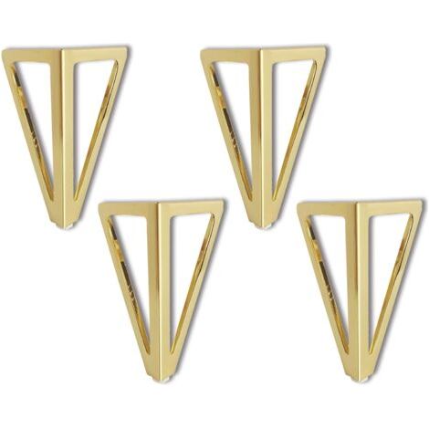 Lot de 4 pieds de meubles de rechange, 15 cm, triangulaires, Or, pieds de tables de bricolage, pour les chaises, les armoires et les canapés, autres pieds de meubles