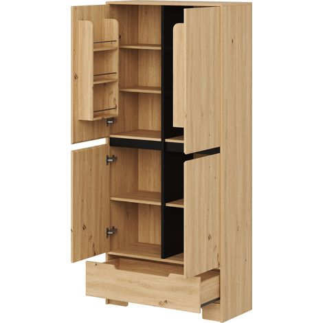 Armadio cucina 80x35x180 cm in MDF naturale con cassetto per sala da pranzo MEUBLIV (1/5)