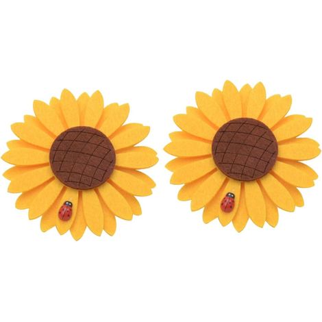 2-Piece Magnetic Curtain Tiebacks for Windows, Sunflower Pattern