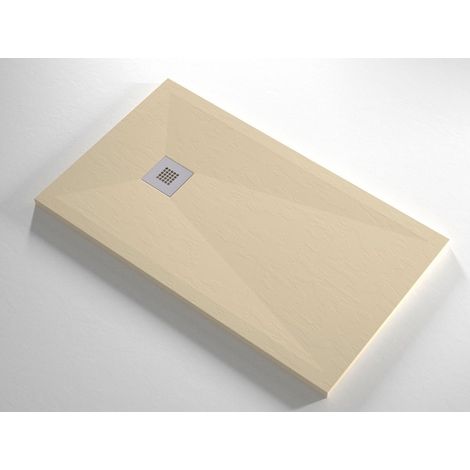 Piatto Doccia Slim Crema Effetto Pietra Rettangolare Quadrato Piletta Scarico - Dimensione Piatto 80x120 (1/2)