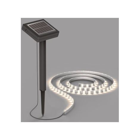 LED Solar Leuchtstreifen 3m Solarleuchte mit Dämmerungssensor Led-Streifen Solarzelle Erdspieß IP44 Aussenbeleuchtung im Silikon Schlauch Licht Warmweiß [Energieklasse A+] (1/5)