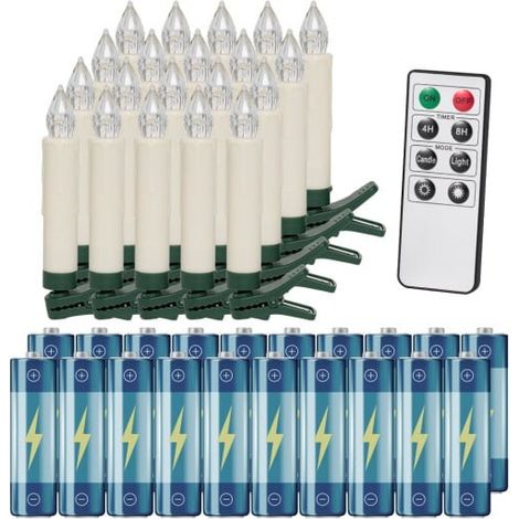 20 Bougies LED Blanc Chaud pour Sapin de Noël : Piles et Télécommande incluses (1/5)