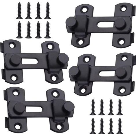 Lntyq 4 Pièces Verrou de Porte Coulissante Interieure, Petite Serrure de Porte Sécurité, Loquet de Porte en Acier Inoxydable, Serrure Porte en Acier Inoxydable Loquet, pour Fenêtre, Jardin et Porte (1/5)