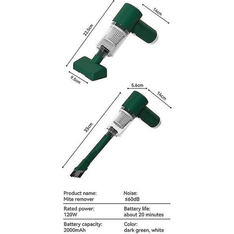 Mini-Handstaubsauger fürs Auto, 120 W, 5000 Pa, 3,7 V DC. Tragbarer, kabelloser 2-in-1-Autostaubsauger zur Entfernung von Hausstaubmilben. (1/3)