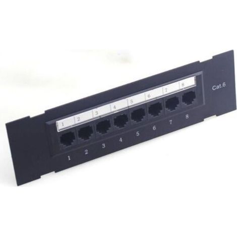 8-Port-CAT6-Patchpanel, rückseitig kompatibel mit ungeschirmten CAT6-Kabeln, T568A/B-kodierte Verkabelung für RJ45-Kabel / 8-Port-CAT6-Wandhalterung