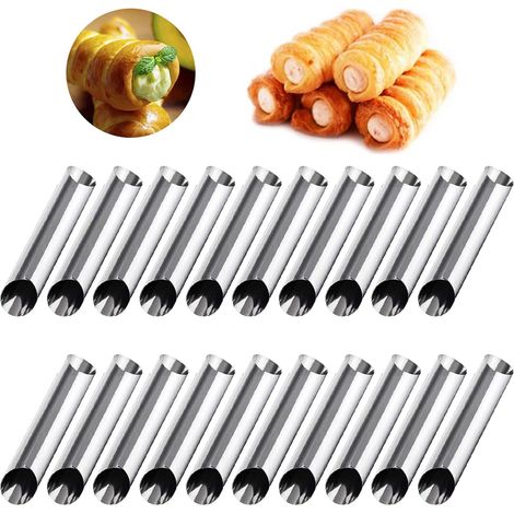 20pcs Moules à Pâtisserie en Acier Inoxydable Moules Tube Conique Moules Crème pâtissière en Spirale Croissants Corne gâteau Moule Pain pour Cannoli, Croissant, Feuilletés, Crème Glacé4 (1/5)