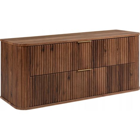 Waschtischunterschrank - 120 cm - Nussbaum - Modernes Design - Gerillte Fronten und weiches Futter