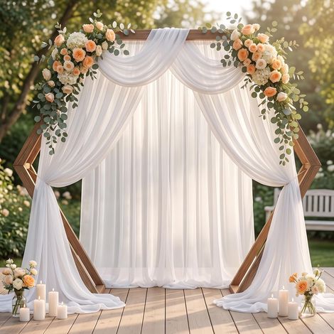 Cortina blanca para arco de boda, tul largo de 75 x 800 cm, sin arrugas. (1/5)