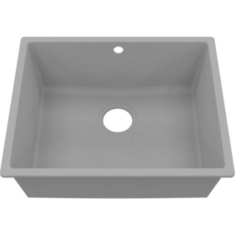 Kitchenette K08L-PT - 120 cm avec plan de travail et évier - emplacement frigo - Façade Gris - Plan Gris béton - Evier Inox - Crédences Non (1/5)