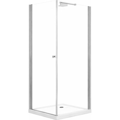 BuyLando.Shop Duschkabine Eckeinstieg Dusche Isabella 90 x 90 x 200cm / 8mm / mit Duschtasse