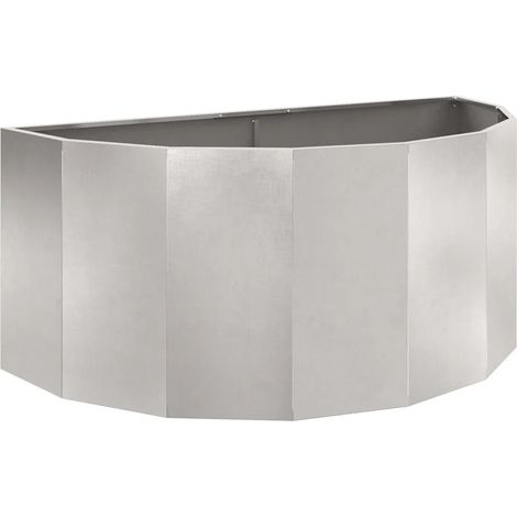Fioriera semi-rotonda moderna da esterno 120 x 60 x 50 cm design chic in acciaio inossidabile argento 020052947