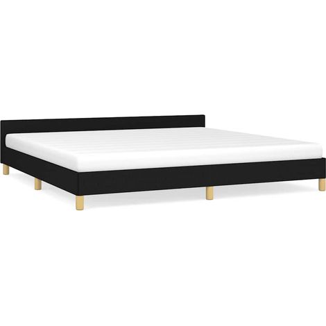 Lit adulte pour 2 personnes avec tête de lit, Structure de lit, Assemblage Facile, Noir 200x200 cm Tissu OIB1895E (1/5)
