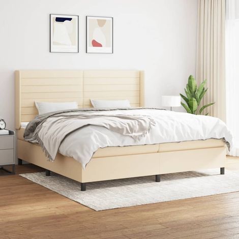 Boxspringbett mit Matratze Creme 200x200 cm Stoff vidaXL (1/5)