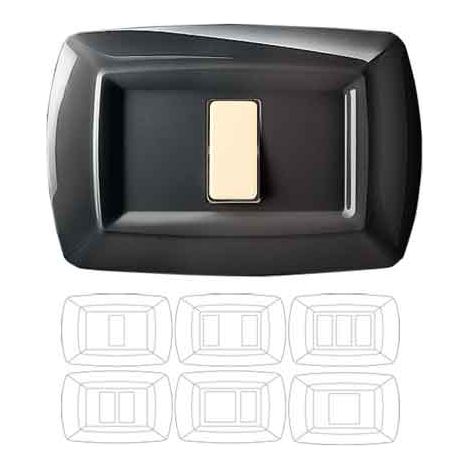 PLACCA COPRINTERRUTTORI 'TONDO' NERA per UNEL + 1 modulo
