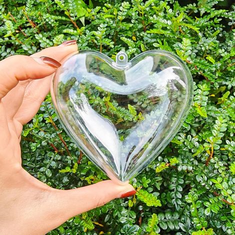 Boules décoratives creuses en plastique transparent multi-formes à remplir pour sapin de Noël, Saint-Valentin, décoration d'intérieur, mariage, fête (cœur, 10 cm) (1/5)