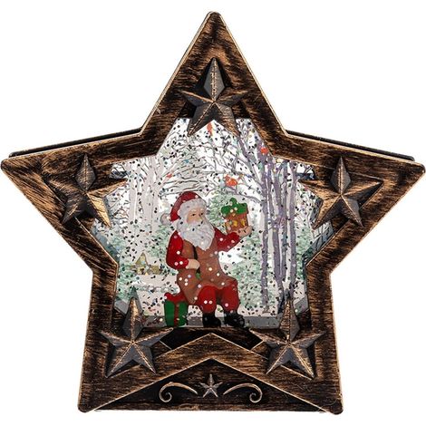 Boule De Décoration De Noël - Boule Cristal Avec Motif Flocon De Neige Et Personnage Père Noël Lumineux - 15 x 4 x 14 cm - 1 Pièce (1/5)