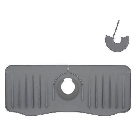 Tapis de silicone pour robinet d'évier, égouttoir à vaisselle pliable, séchoir de comptoir, protection de surface, antidérapant, réutilisable, gris, 1 pièce (1/5)