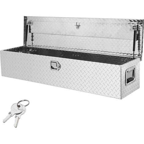 VEVOR Caja de herramientas de aluminio para camión 121,9x38,1x38,1 cm caja de descarga con cerradura con llaves y manijas laterales para almacenamiento de contenedores de automóviles remolques camper