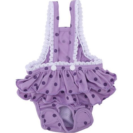 Pantalon à bretelles hygiéniques menstruelles en coton respirant à pois doux pour chiot de chien de compagnie (violet, XXL) (1/5)