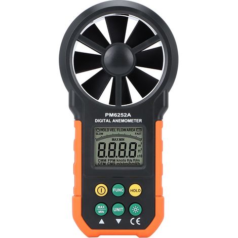 PM6252A Anémomètre numérique portatif Mesureur de vitesse du vent Débitmètre d'air Jauge de volume (1/5)