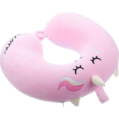 Oreiller de Voyage Cervical en Mousse à Mémoire de Forme, Coussin de Soutien Nuque de U, Couleur Rose, Confort Doux et Ergonomique, Oreiller Portable pour Voiture, Avion (1/5)