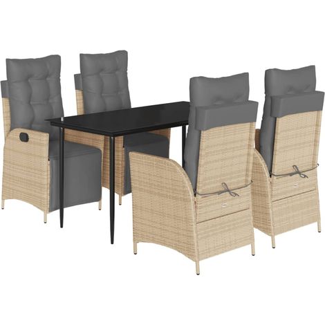 Maison Exclusive - Set comedor de jardín 5 pzas con cojines ratán (1/5)