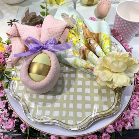4 SERVIETTES DE TABLE JETABLE GAZE DE COTON LAVABLE 40CM VIEUX ROSE (1/4)