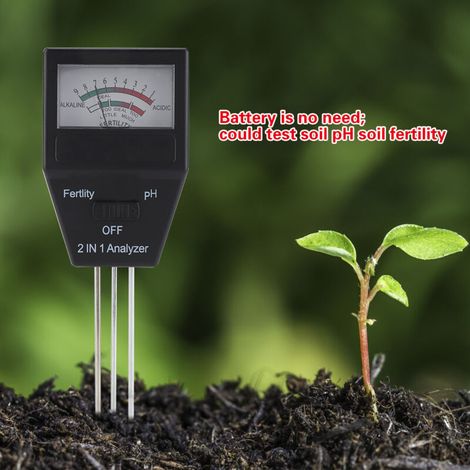 Testeur 2-en-1 pour Humidité du Sol et pH pour Plantes, Légumes, Fleurs et Cultures Agricoles
