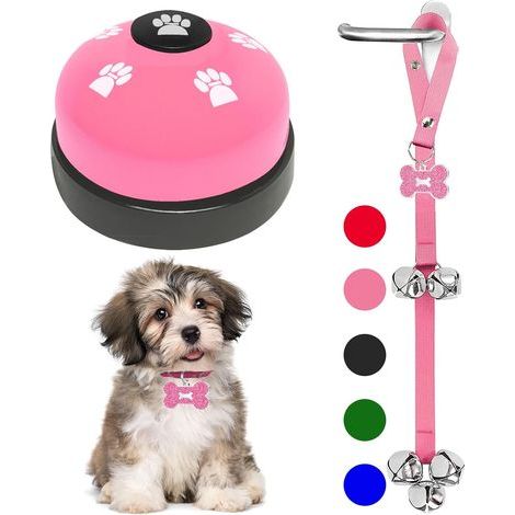 Lot de 2 sonnettes pour chien - Sonnettes pour chien - Sonnette extérieure pour chiots - Convient pour l'apprentissage de la propreté - Accessoire indispensable pour chiot (rose) (1/5)