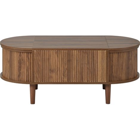 Tavolino da salotto ovale rialzabile con contenitore in MDF color noce HOMVRA (1/5)