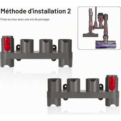 Support Accessoires Pour Dyson V7 V8 V10 V11 Aspirateur Support Mural Organisateur Avec 10 Prises De Rangement 2 Pièces Gris (1/5)