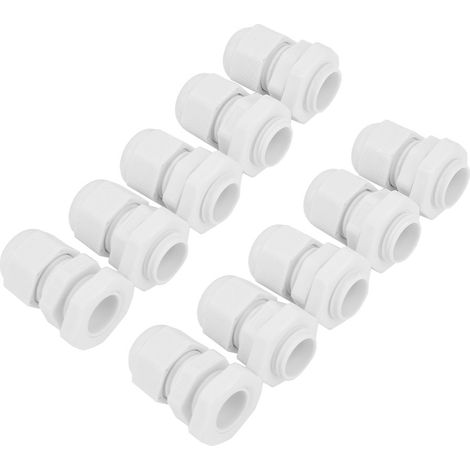 10PCS/set IP68 Waterproof White Nylon Plastic Cable Gland Connector (PG9)