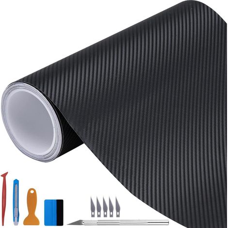 3D Carbonfolie blasenfrei mit Werkzeug 100x300cm Schwarz (1/5)