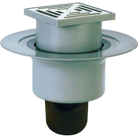 Pozzetto pavimento DN50/75/110, portagriglia/griglia inox 147x147mm/138x138mm