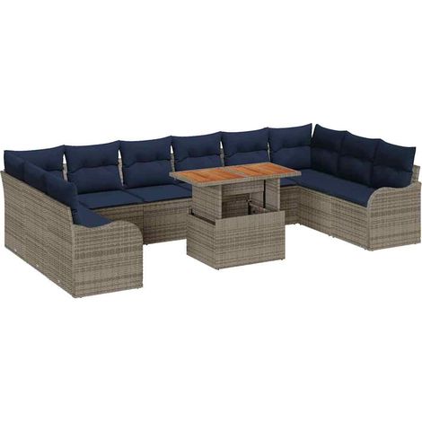 Garden Sofa Set 11 pcs 10-Seater Grey and navy blue vidaXL (1/5)