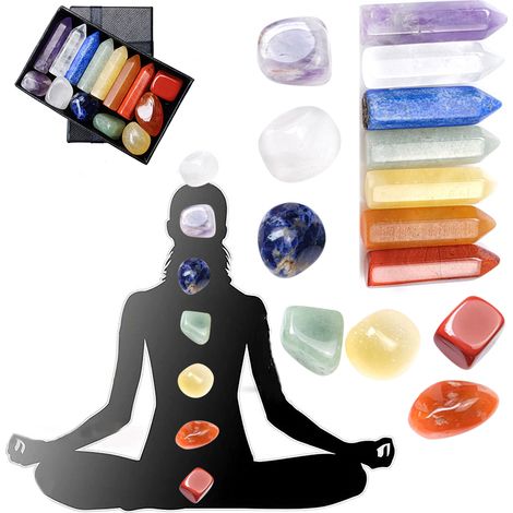 Kit Cristaux Premium 7 Chakras, Colonnes Hexagonales Irrégulières, Pierre de Yoga Spirituelle, Massage en Labradorite (1/5)